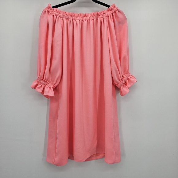 Trina Turk Shift Dress Equinox off shoulder style bubblegum pink size Small - Picture 2 of 9